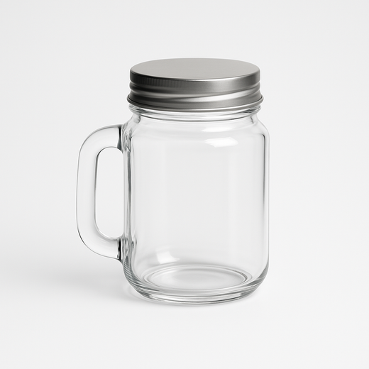 30 ml Trinkglas mit Henkel inkl. Verschluss Silber
