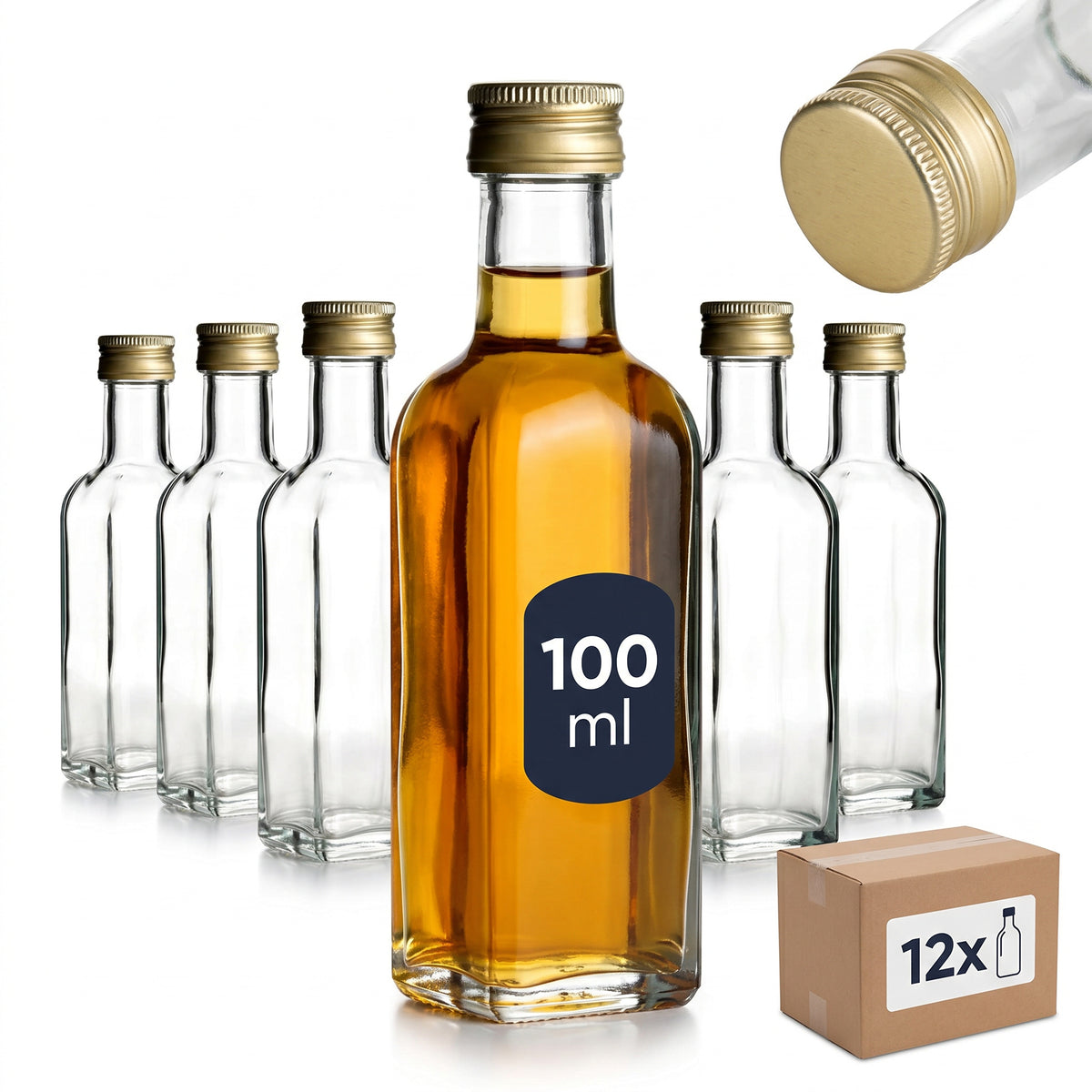 12er Set Maraska 100 ml mit goldfarbenem Verschluss