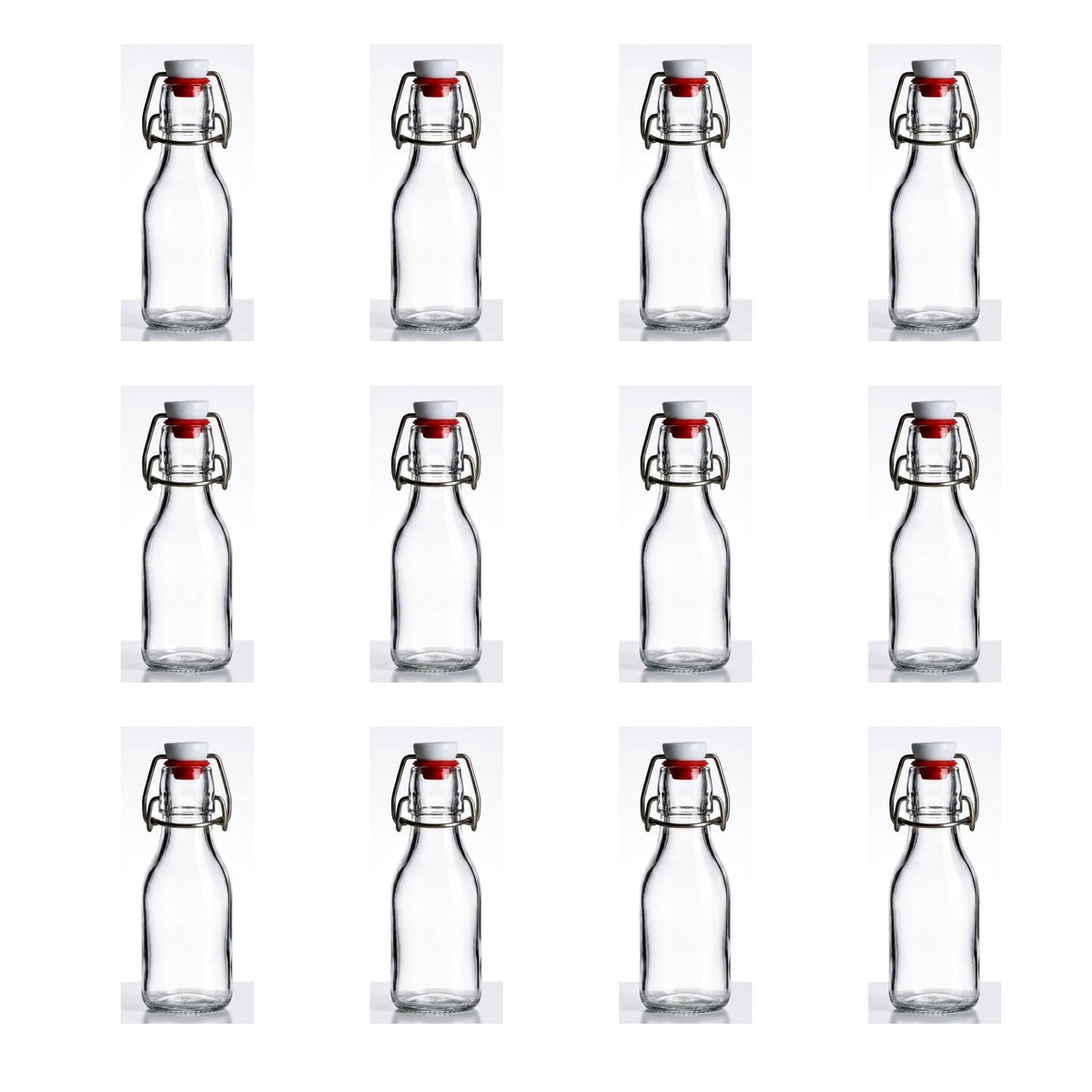 12er Set Bügelflasche 100 ml mit rotem Dichtungsring