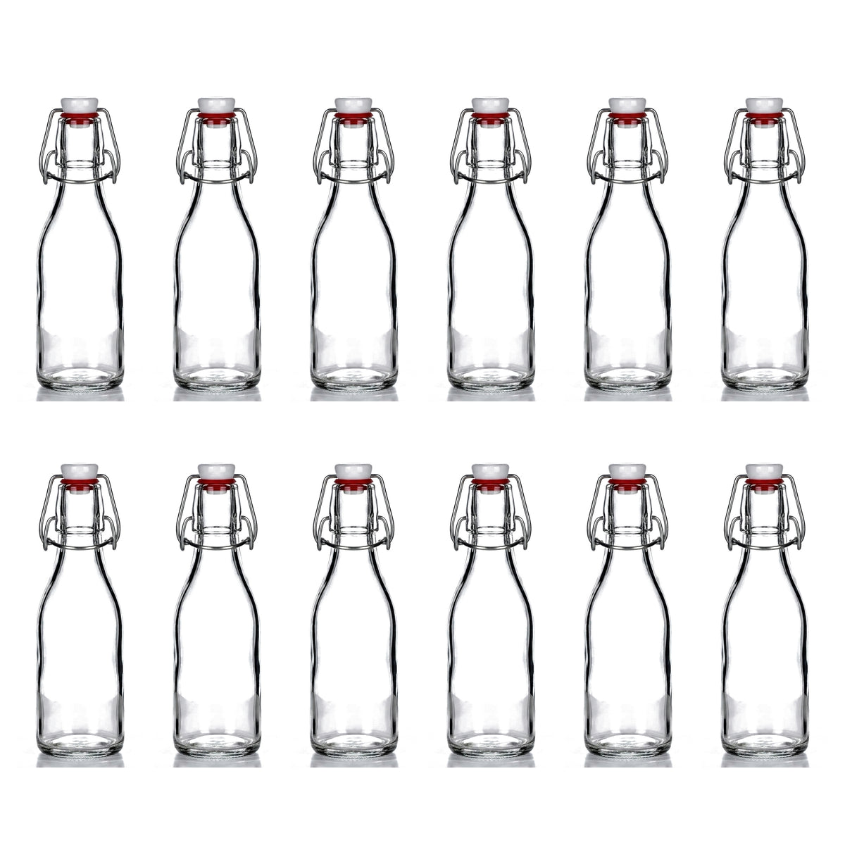 12er Set Bügelflasche 250 ml mit rotem Dichtungsring
