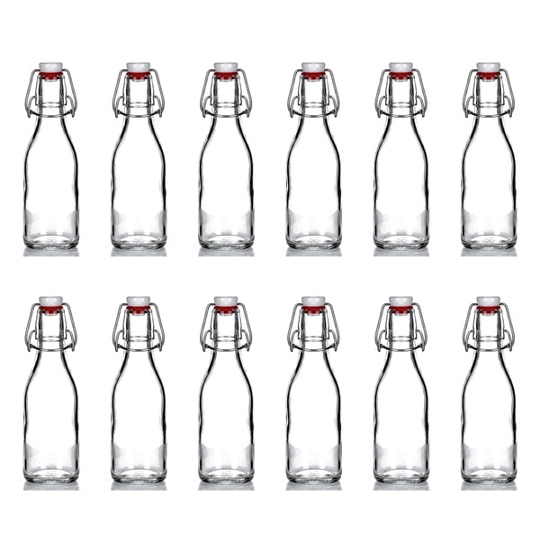 12er Set Bügelflasche 250 ml mit rotem Dichtungsring