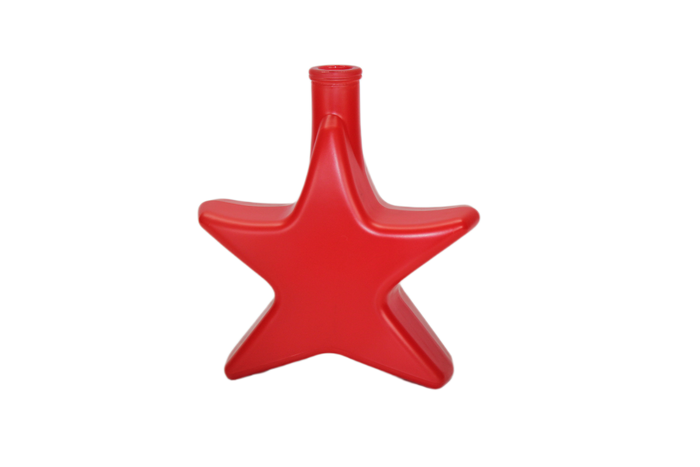 200 ml Sternflasche Rot mit Holzgriffkorken