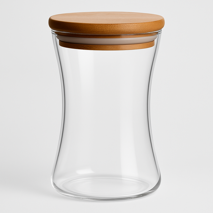 265 ml Borosilikatglas konkav mit Bambusdeckel
