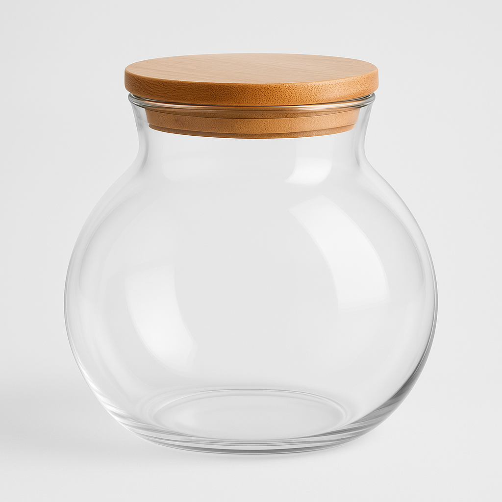 1000 ml Borosilikatglas Ball mit Bambusdeckel