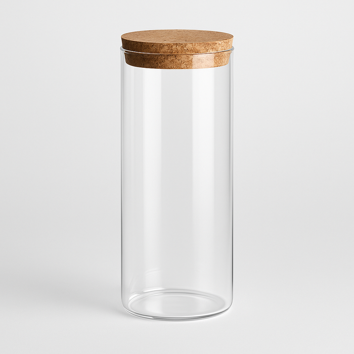 1000 ml Borosilikatglas Rund mit Korkverschluss