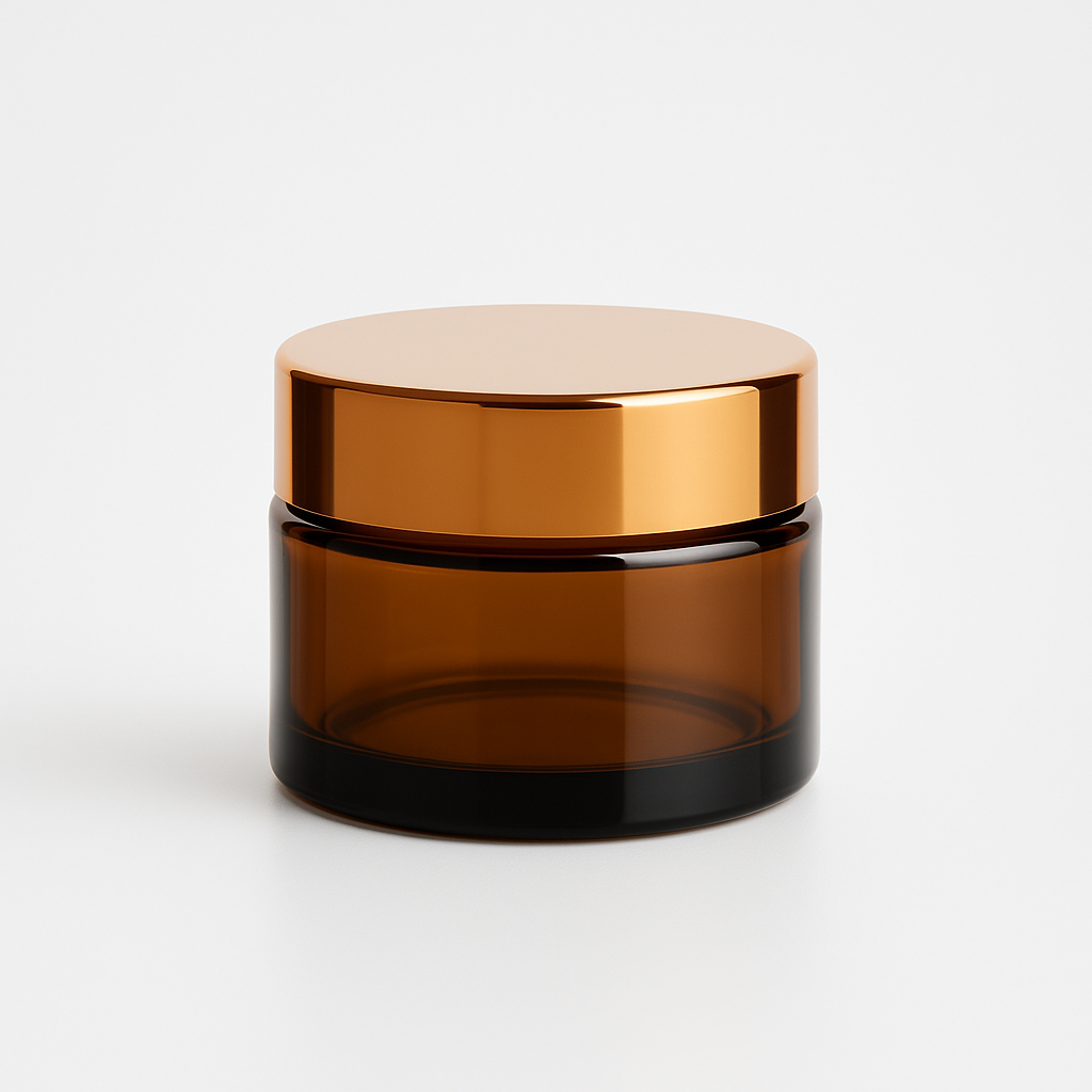 15 ml Cremetiegel Braunglas mit Verschluss Gold
