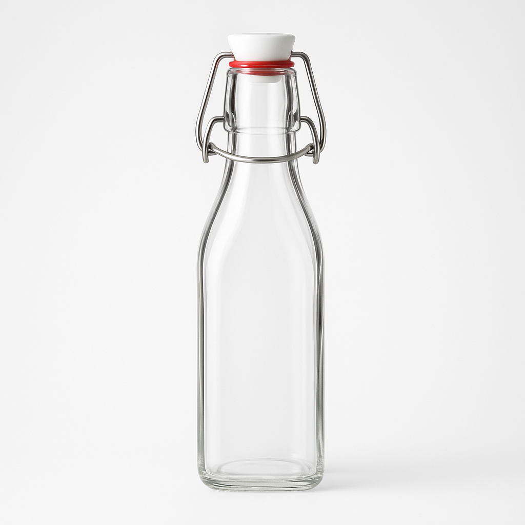 250 ml Bügelflasche Eckig mit Bügelverschluss