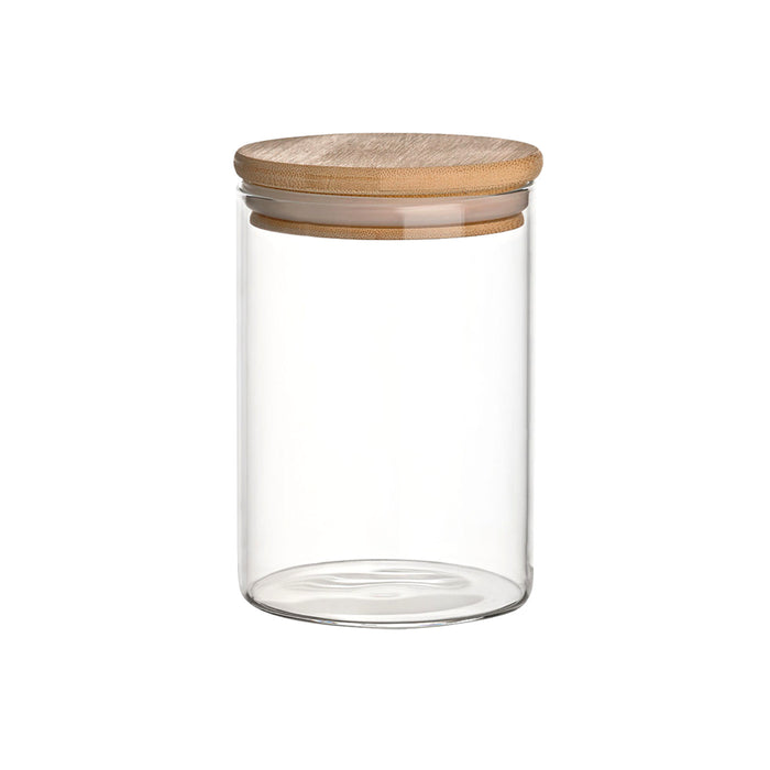 500 ml Borosilikatglas Rund mit Bambusdeckel