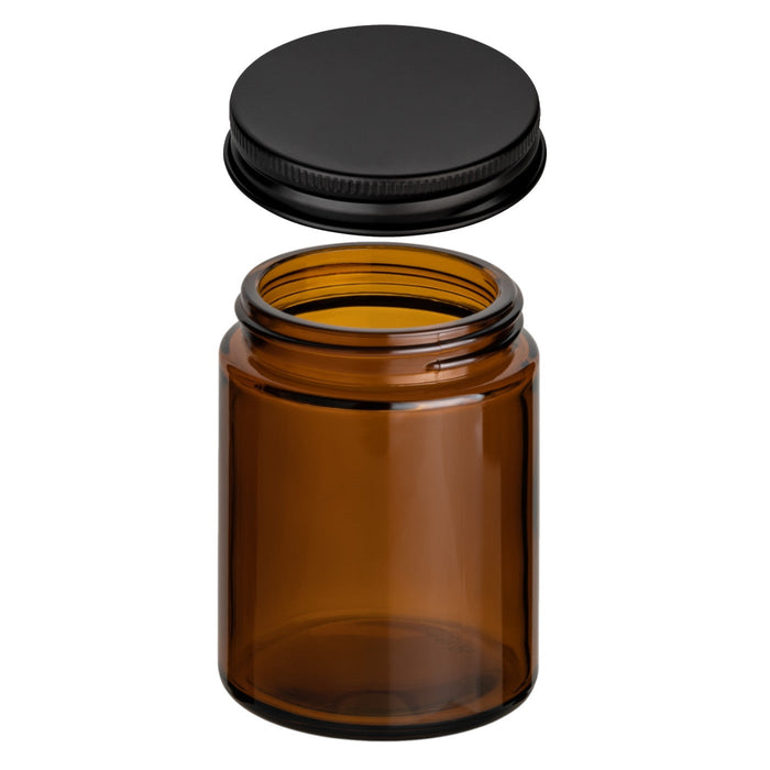 150 ml Cremetiegel aus Braunglas mit mattschwarzem Schraubdeckel