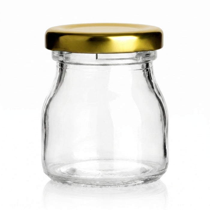 50 ml Einmachglas rund mit Verschluss Gold