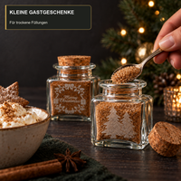 KorkenglasQuadrat50 ml · Anwendungsbeispiel, leere Lieferung