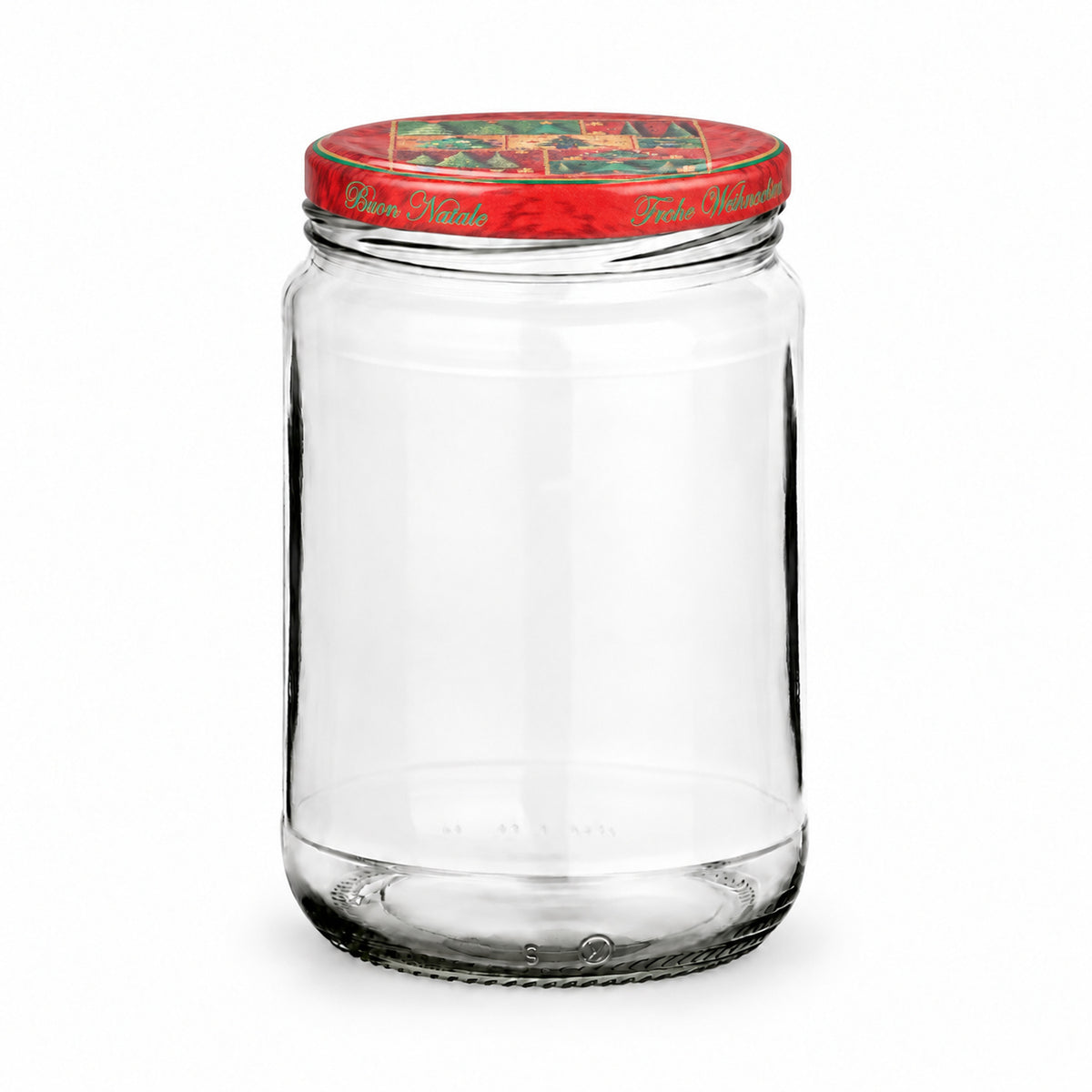 Einmachglas 580 ml mit TO82 Tanne rot-grün – leeres Glas