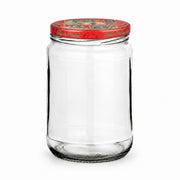 Einmachglas 580 ml mit TO82 Tanne rot-grün – leeres Glas