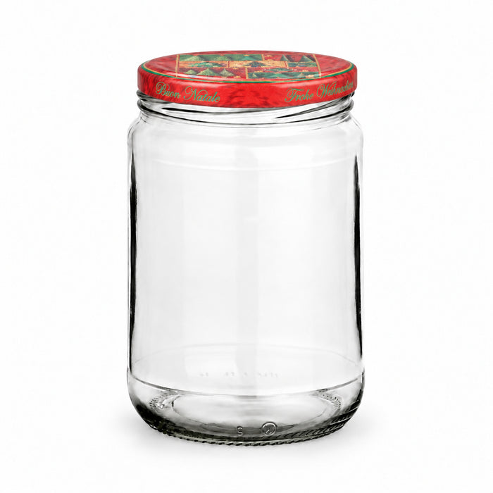 Einmachglas 580 ml mit TO82 Tanne rot-grün – leeres Glas