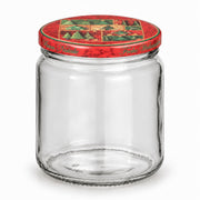 Honigglas 405 ml mit TO82 Tanne rot-grün – leeres Glas