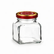 Quadratglas 120 ml mit TO53 Rotgold „Frohe Weihnachten“ – leeres Glas