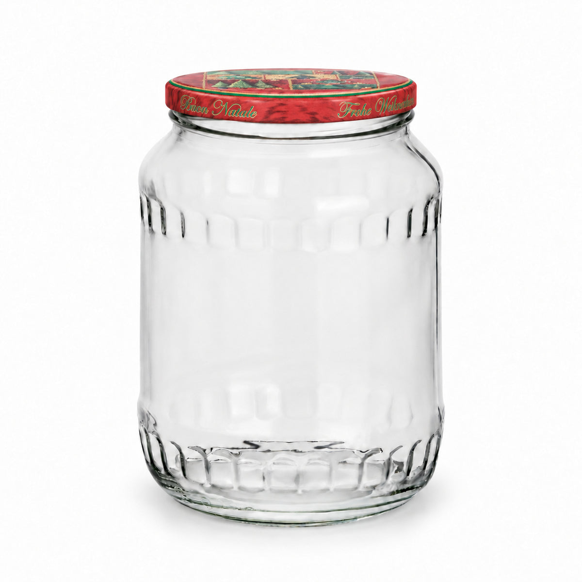 Classic Facettenglas 720 ml mit TO82 Tanne rot-grün – leeres Glas