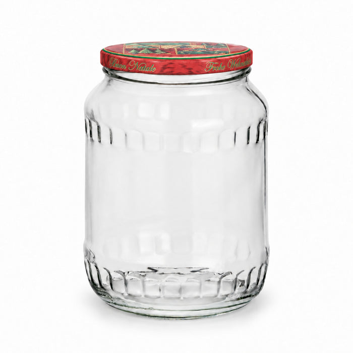 Classic Facettenglas 720 ml mit TO82 Tanne rot-grün – leeres Glas
