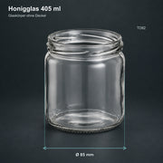 Honigglas 405 ml – Volumen und Maße des Glaskörpers