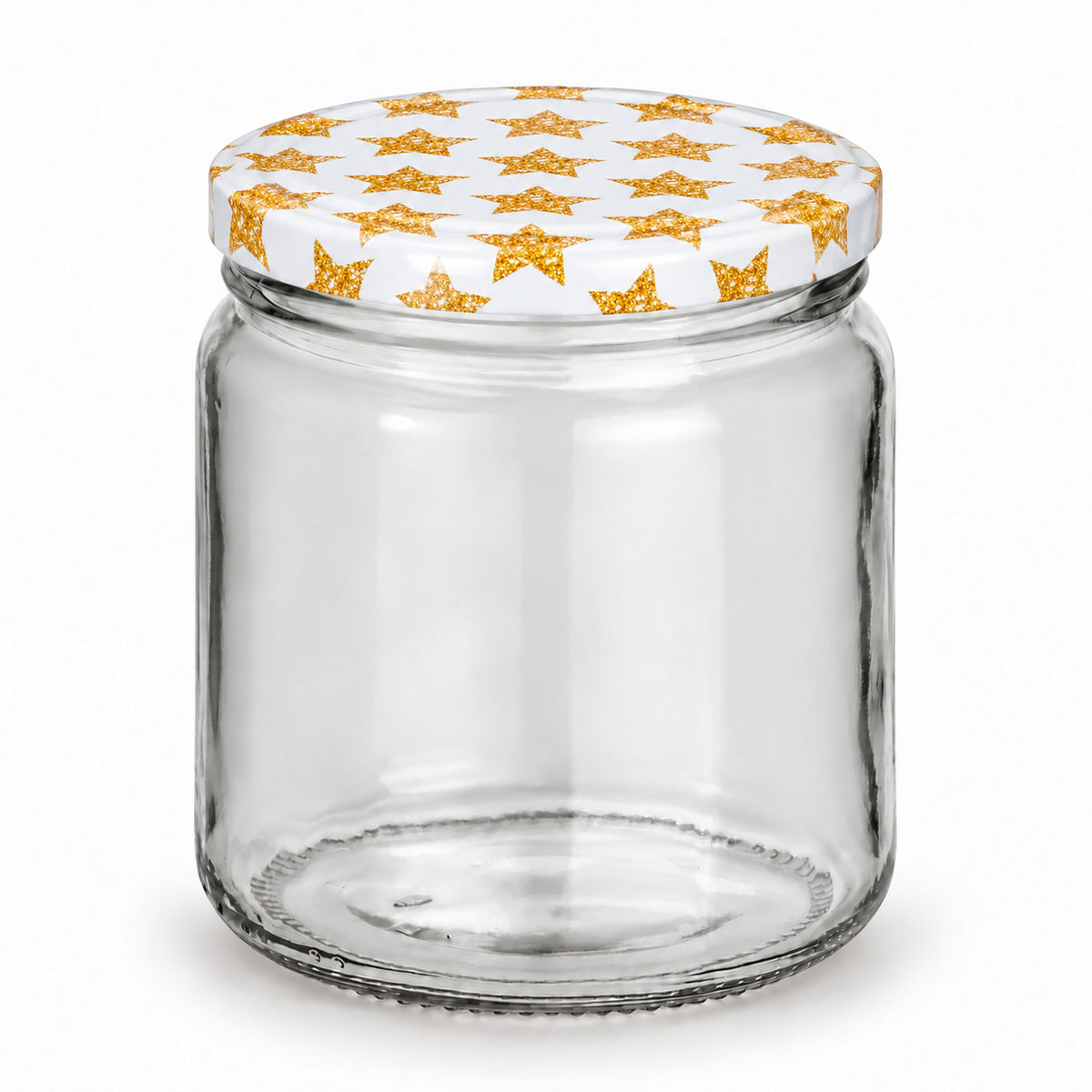 Honigglas 405 ml mit TO82 goldene Sterne – leeres Glas