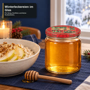 Honigglas 405 ml mit TO82 Tanne rot-grün – weihnachtliche Füllidee