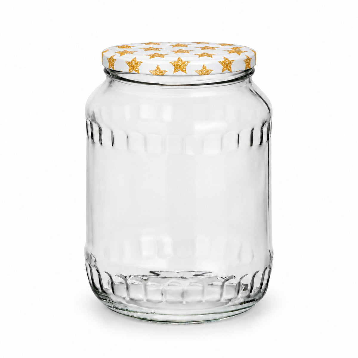 Classic Facettenglas 720 ml mit TO82 goldene Sterne – leeres Glas
