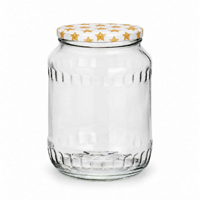 Classic Facettenglas 720 ml mit TO82 goldene Sterne – leeres Glas