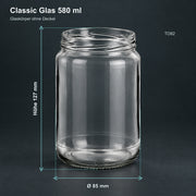Einmachglas 580 ml – Volumen und Maße des Glaskörpers