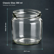 Classic Glas 360 ml – Volumen und Maße des Glaskörpers