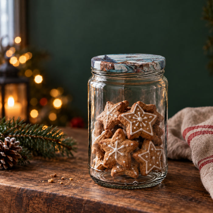 Einmachglas 580 ml mit TO82 Winterlandschaft – weihnachtliche Füllidee