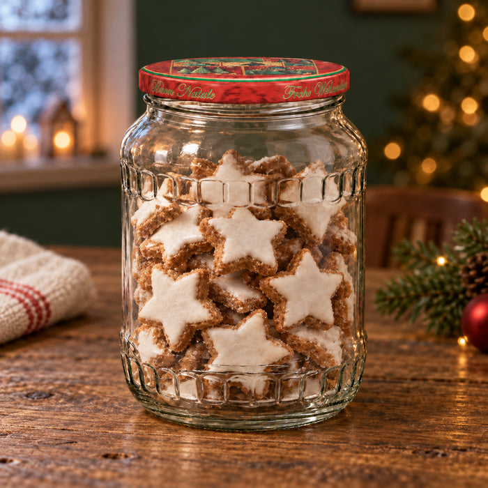 Classic Facettenglas 720 ml mit TO82 Tanne rot-grün – weihnachtliche Füllidee