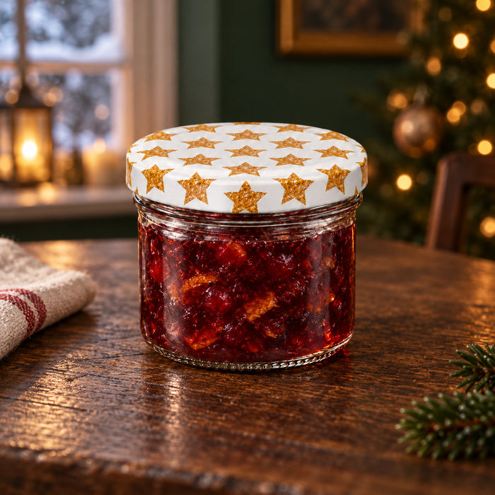 Classic Glas 230 ml mit TO82 goldene Sterne – weihnachtliche Füllidee