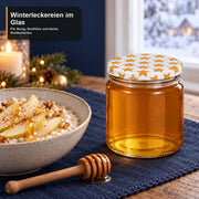 Honigglas 405 ml mit TO82 goldene Sterne – weihnachtliche Füllidee