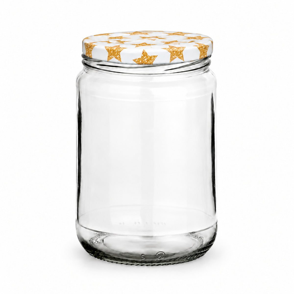 Einmachglas 580 ml mit TO82 goldene Sterne – leeres Glas