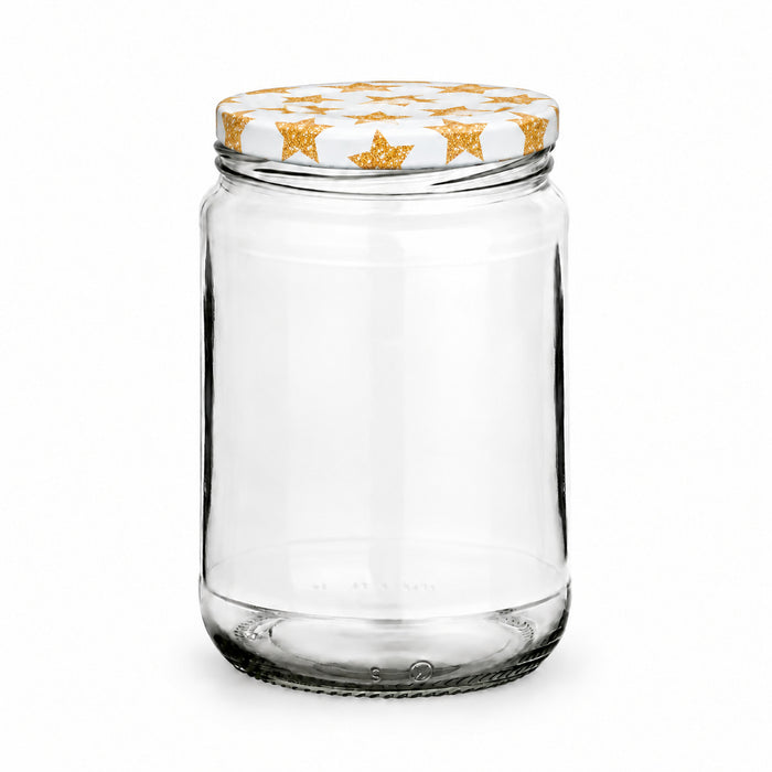 Einmachglas 580 ml mit TO82 goldene Sterne – leeres Glas