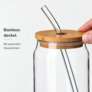 500 ml Trinkglas “Dose” mit Deckel und Strohhalm – Detailansicht