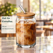 500 ml Trinkglas “Dose” mit Deckel und Strohhalm – Anwendung