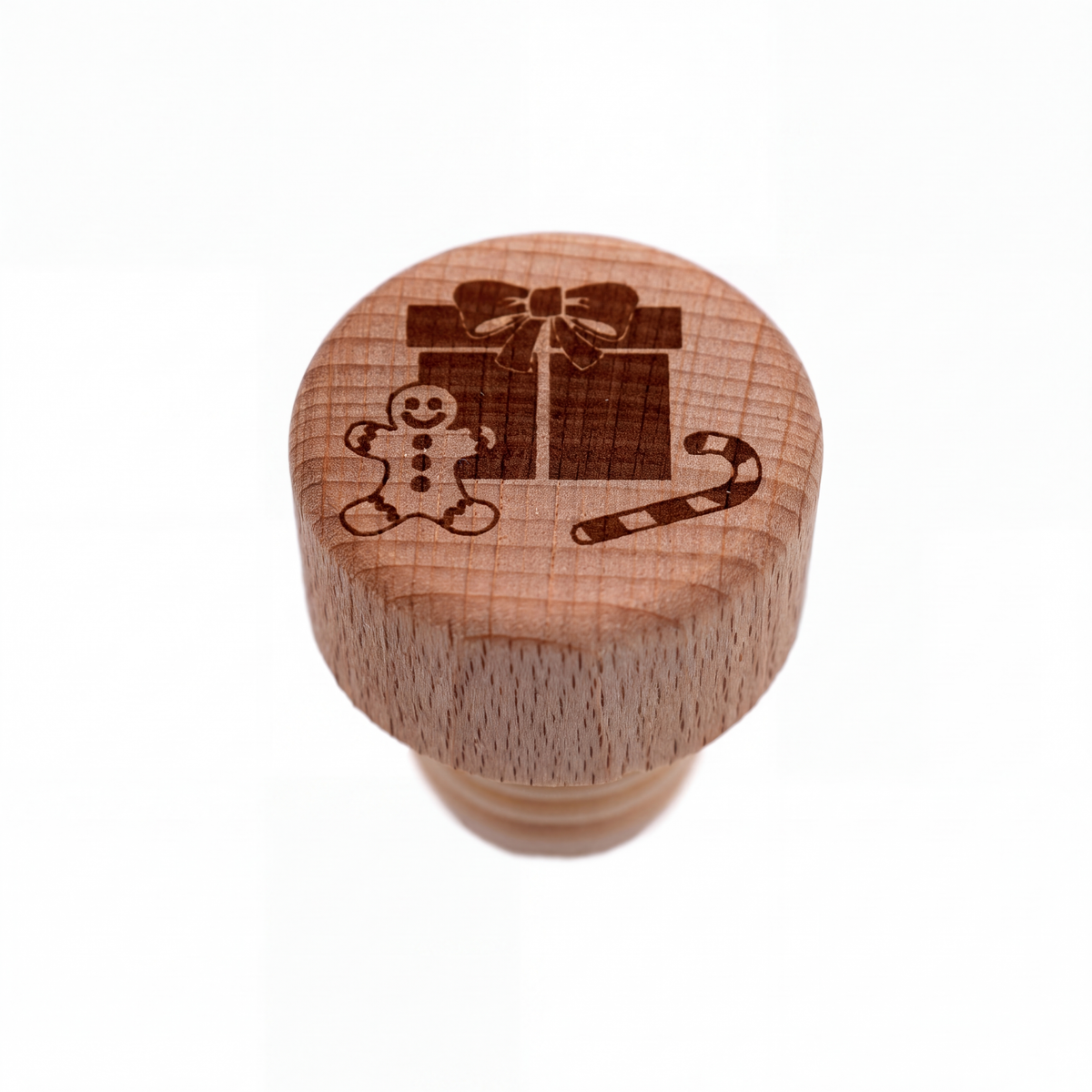 Holzgriffkorken 19 mm graviert – Geschenk – Produktansicht auf Weiß