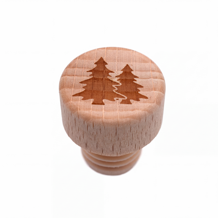 Holzgriffkorken 19 mm graviert – Tanne – Produktansicht auf Weiß
