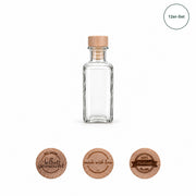 12er-Set Apotheker 100 ml eckig mit gravierten Holzgriffkorken – Selbstgemacht-Mix