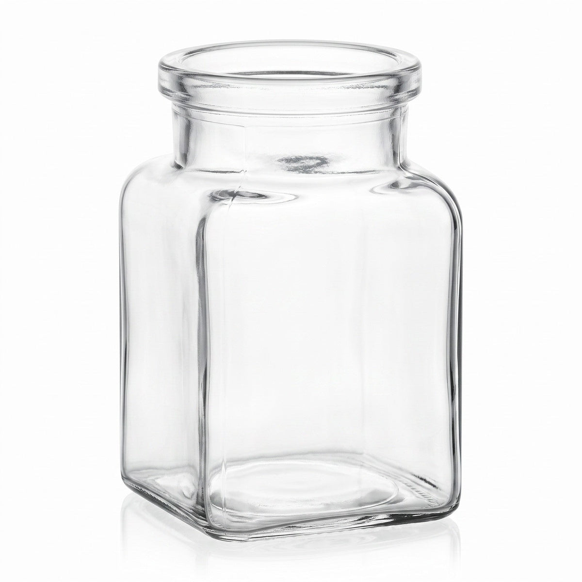 150 ml Korkenglas Eckig (ohne Verschluss) – leere Produktansicht auf Weiß