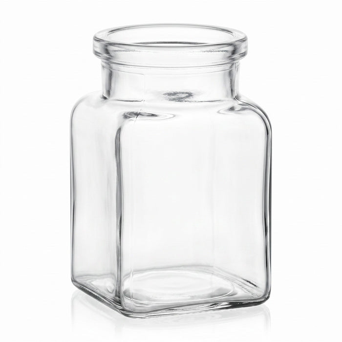 150 ml Korkenglas Eckig (ohne Verschluss) – leere Produktansicht auf Weiß