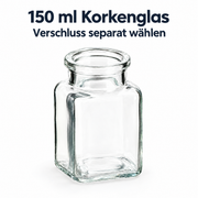 150 ml Korkenglas Eckig (ohne Verschluss) – Glas- und Materialansicht