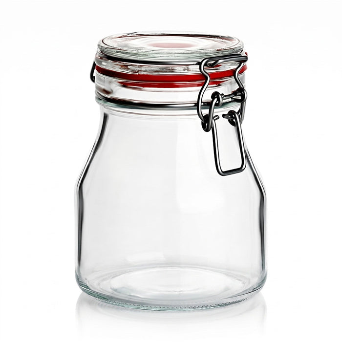 750 ml Bügelglas Rund – leere Produktansicht auf Weiß