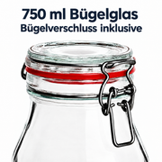 750 ml Bügelglas Rund – Glas- und Materialansicht