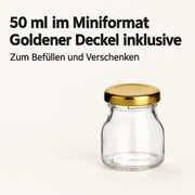 50 ml Einmachglas rund mit Verschluss Gold – Volumen und Lieferumfang