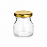50 ml Einmachglas rund mit Verschluss Gold – leere Produktansicht mit enthaltenem Deckel