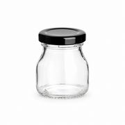 50 ml Einmachglas rund mit Verschluss Schwarz – leere Produktansicht mit enthaltenem Deckel