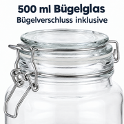 500 ml Bügelglas Eckig – Glas- und Materialansicht