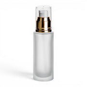 100 ml Lotionflasche Matt Glas mit Lotionpumpe – vollständige leere Produktansicht mit passendem Verschluss auf Weiß